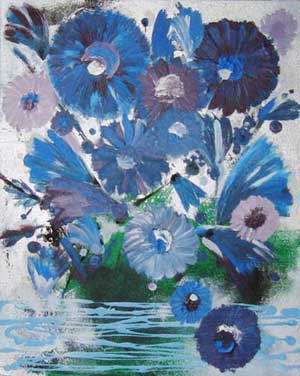Blues Flowers - Contemporary Art Painting - Florin Coman