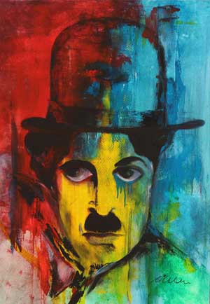 Charlie Chaplin Portrait 1 - Contemporary Art Painting - Florin Coman