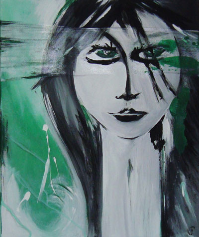 Green Eyes - Contemporary Art Painting - Florin Coman