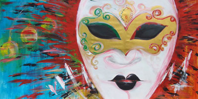 Venetian Mask - Contemporary Art Painting - Florin Coman